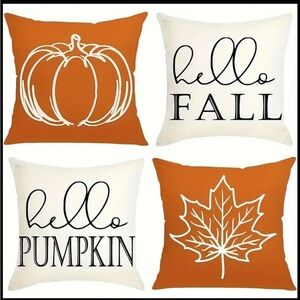 Set of 4 Fall Themed Decorative Throw Pillows